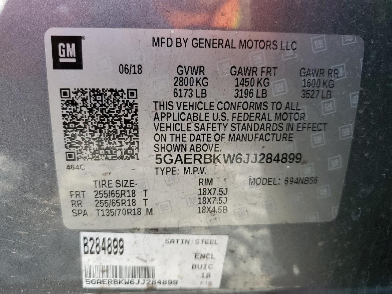 2018 Buick Enclave Essence VIN: 5GAERBKW6JJ284899 Lot: 93296105