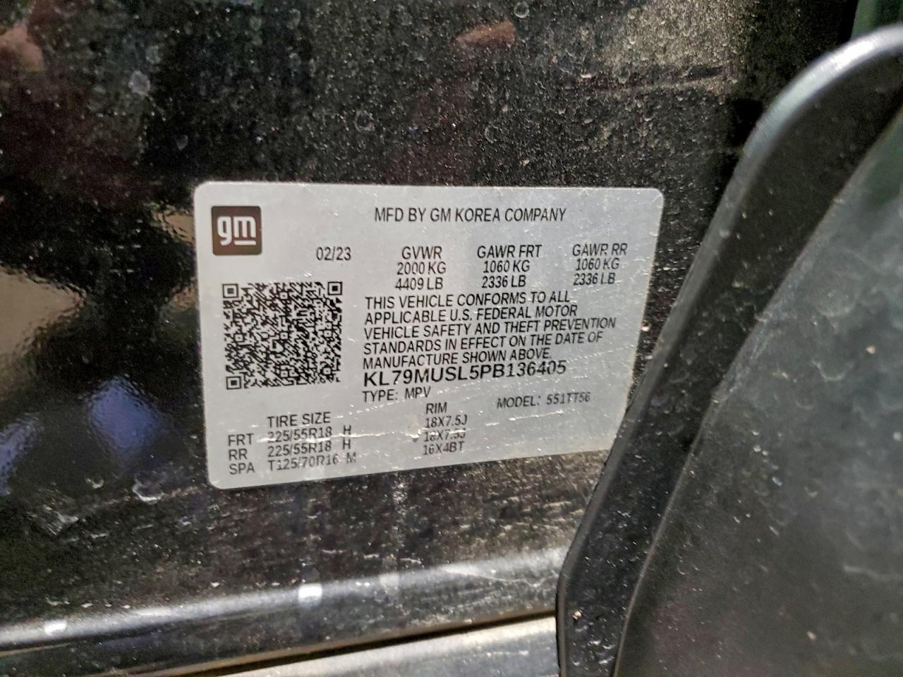 2023 Chevrolet Trailblazer Rs VIN: KL79MUSL5PB136405 Lot: 93489095