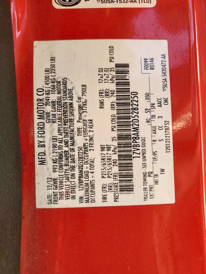 2013 Ford Mustang VIN: 1ZVBP8AM2D5282250 Lot: 92282705