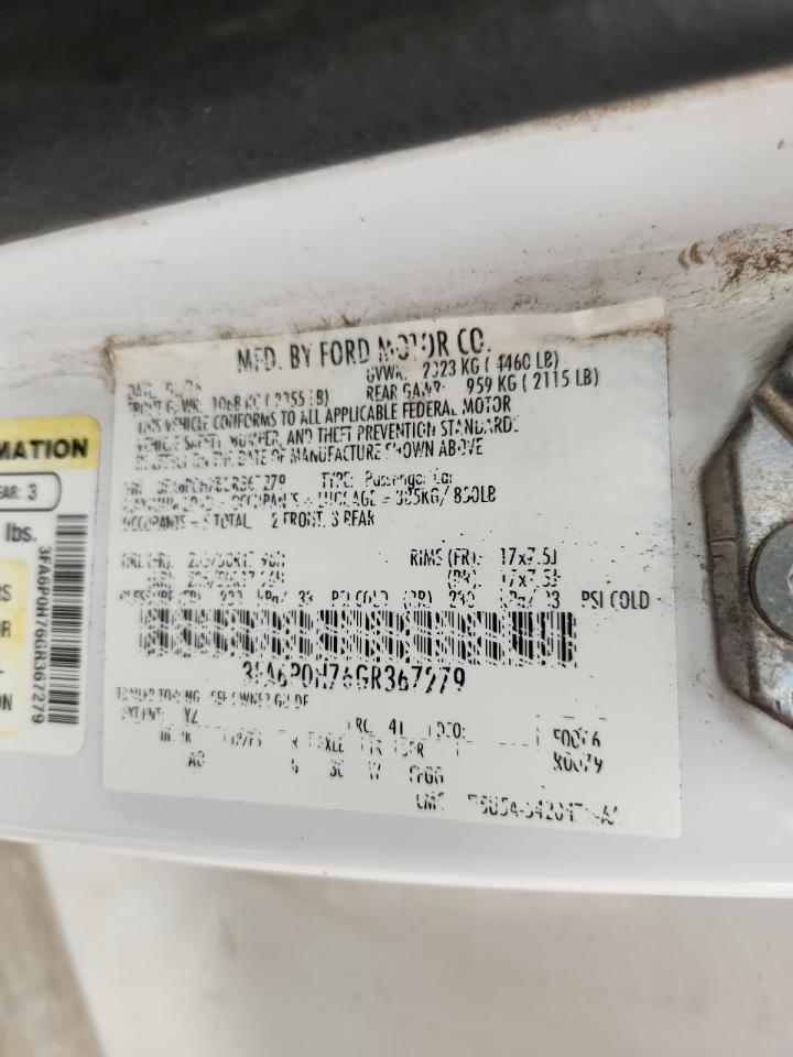 2016 Ford Fusion Se VIN: 3FA6P0H76GR367279 Lot: 92866125