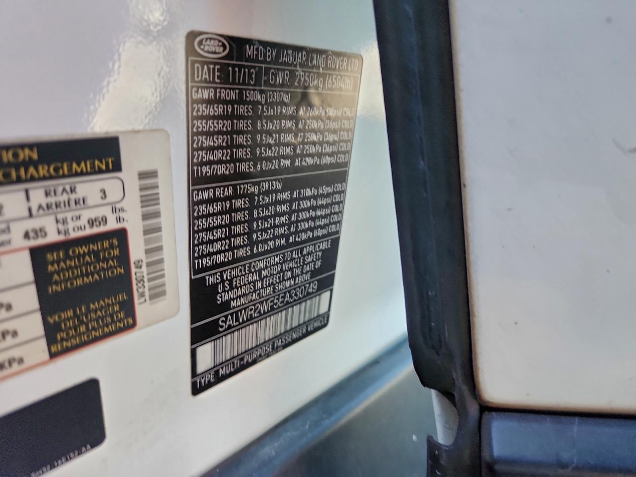 2014 Land Rover Range Rover Sport Hse VIN: SALWR2WF5EA330749 Lot: 93783315