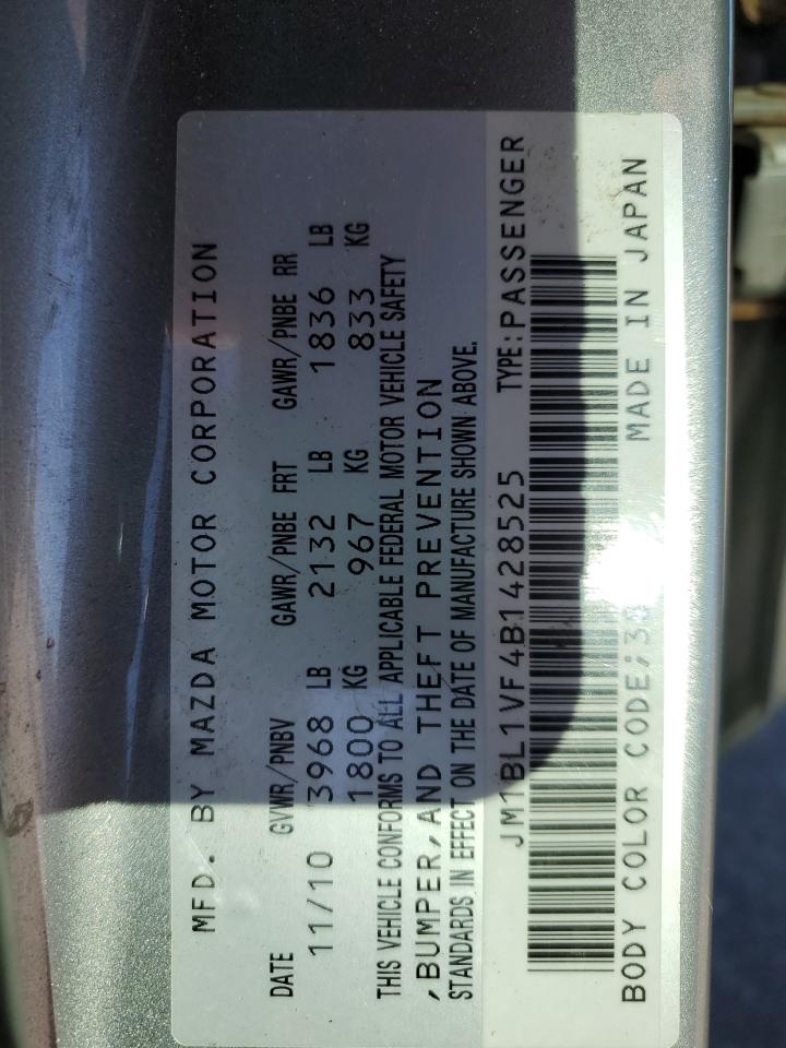 2011 Mazda 3 I VIN: JM1BL1VF4B1428525 Lot: 92221575