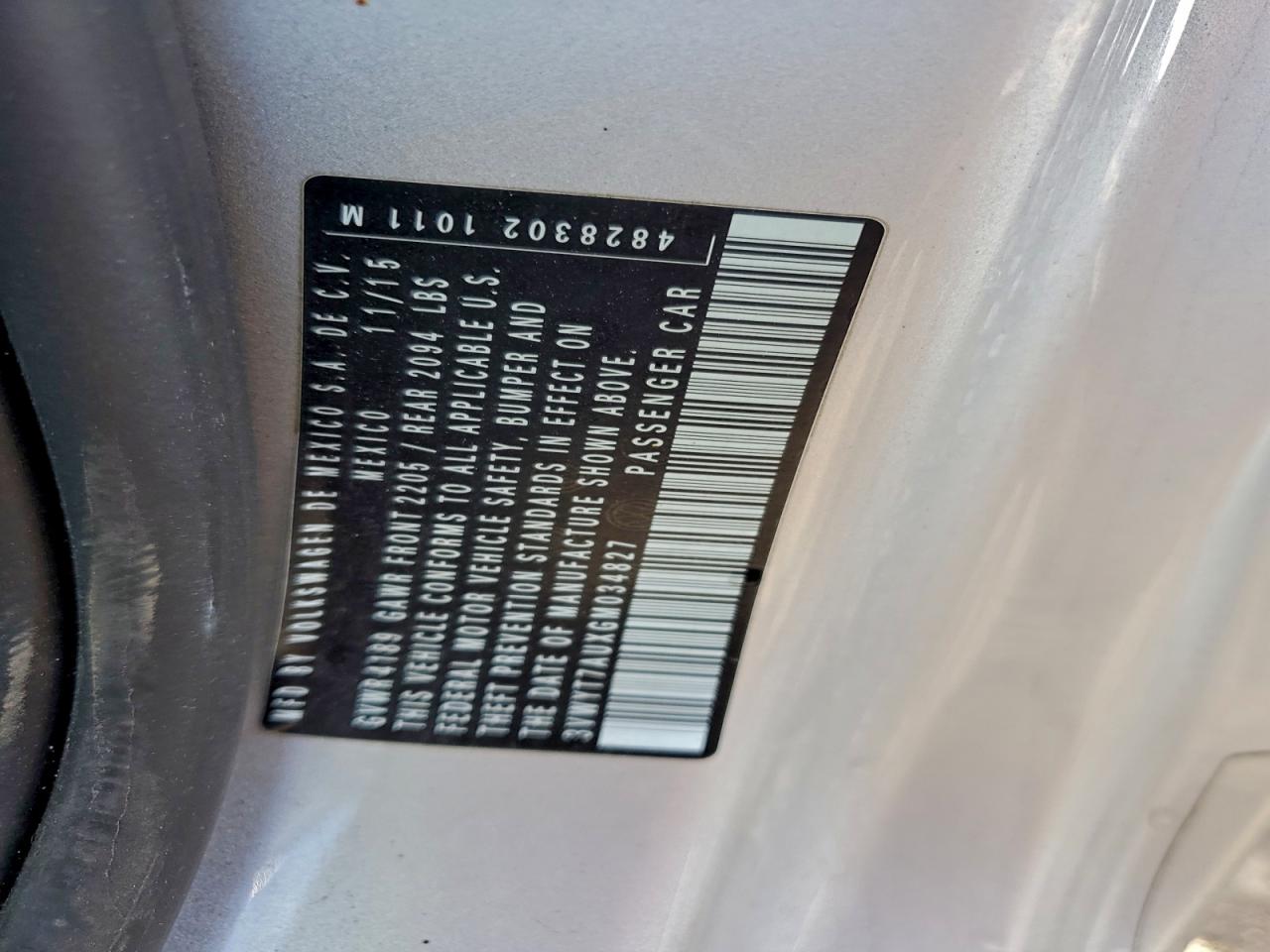 2016 Volkswagen Gti S/Se VIN: 3VWYT7AUXGM034827 Lot: 94436225