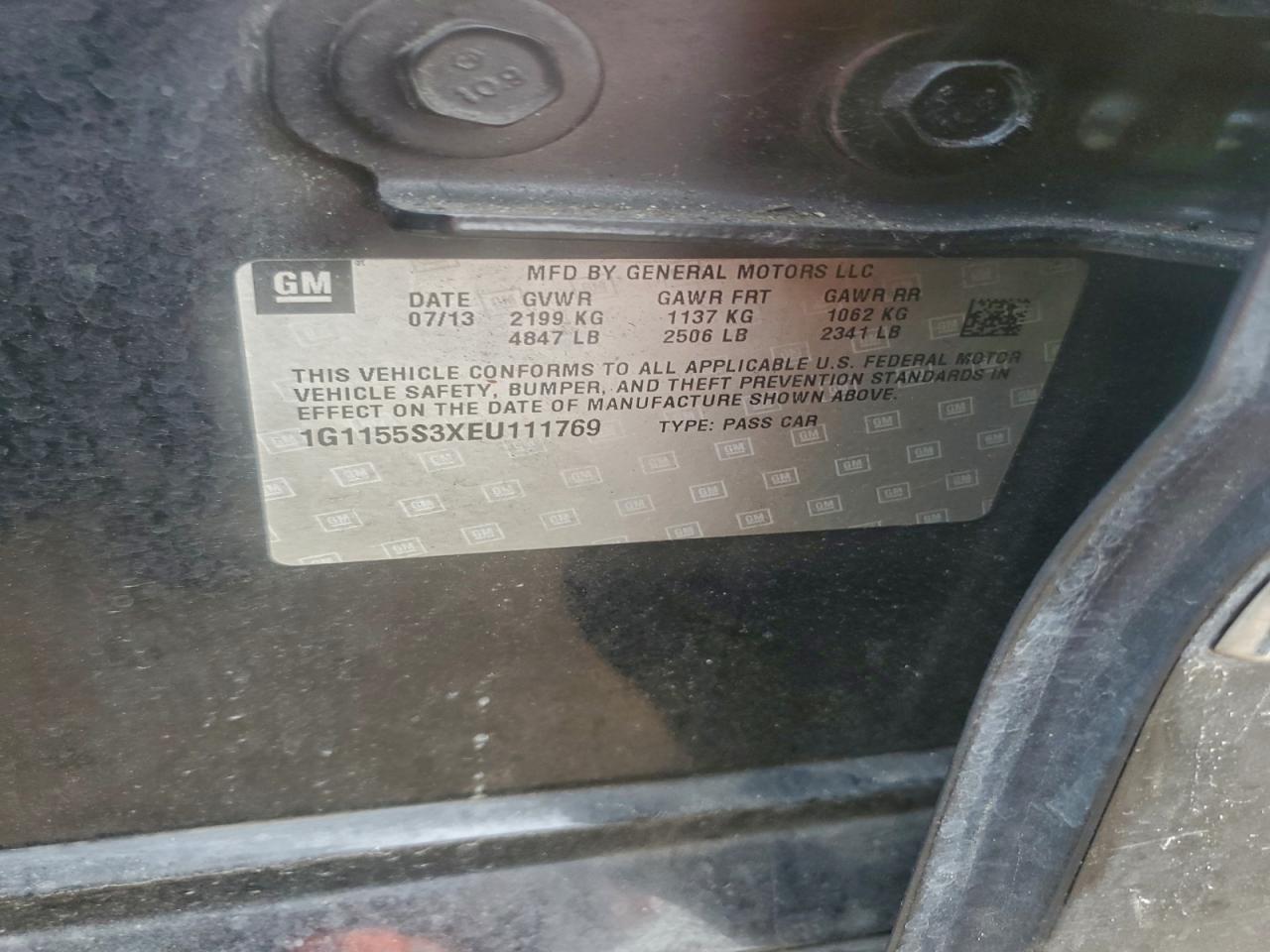 2014 Chevrolet Impala Ltz VIN: 1G1155S3XEU111769 Lot: 93812525