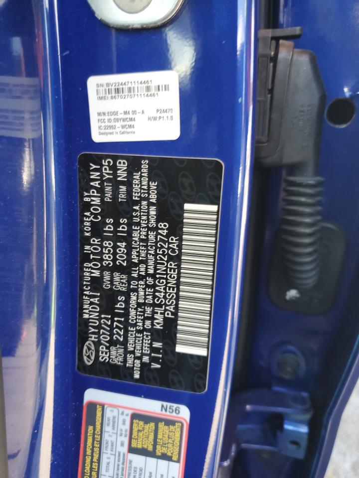 2022 Hyundai Elantra Sel VIN: KMHLS4AG1NU252748 Lot: 92250995