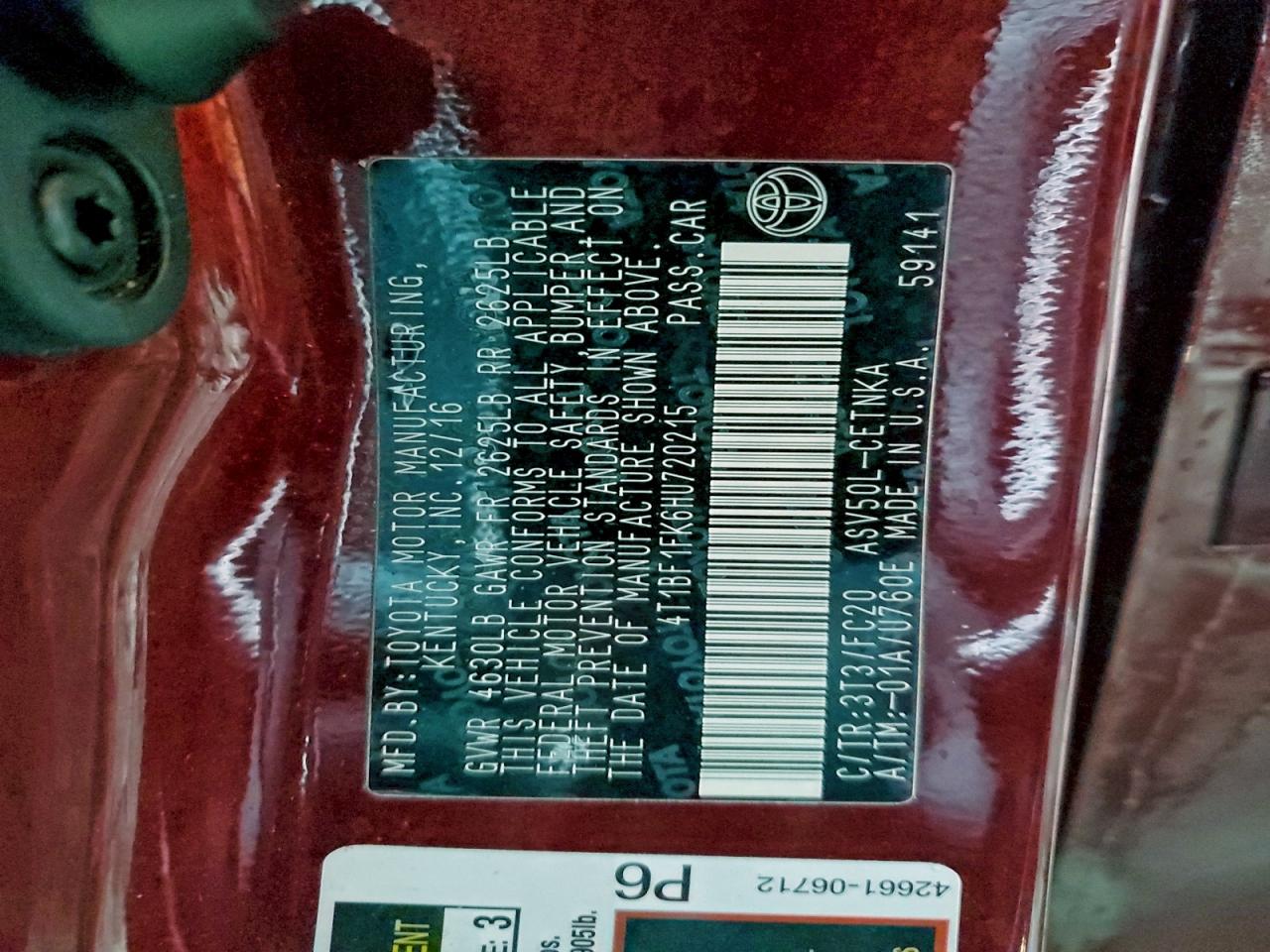 2017 Toyota Camry Le VIN: 4T1BF1FK6HU720215 Lot: 93871745