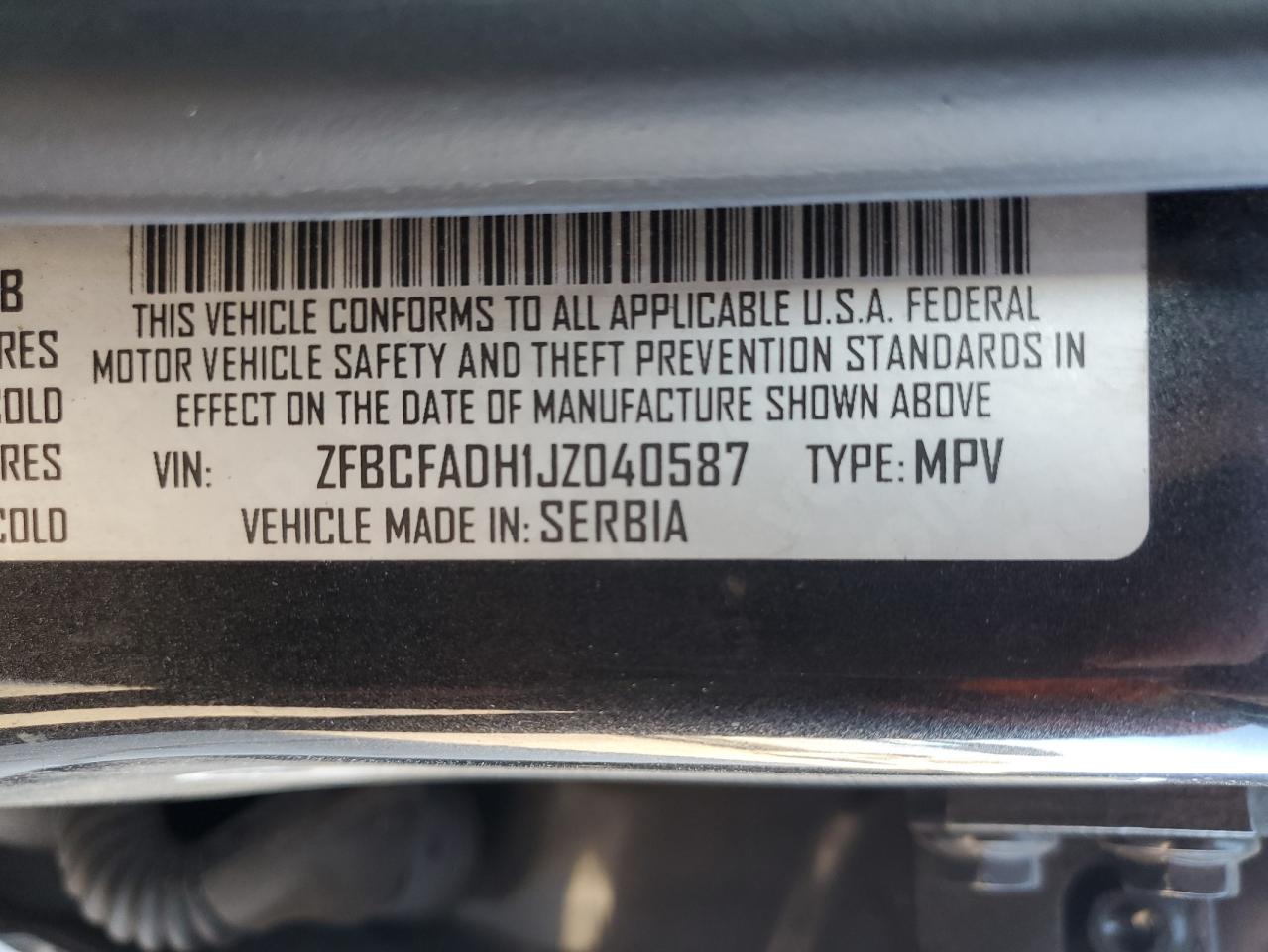 2018 Fiat 500L Trekking VIN: ZFBCFADH1JZ040587 Lot: 92089645