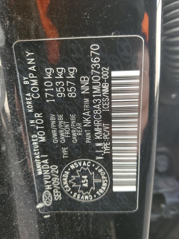 2021 Hyundai Venue Sel VIN: KMHRC8A31MU073670 Lot: 90567495