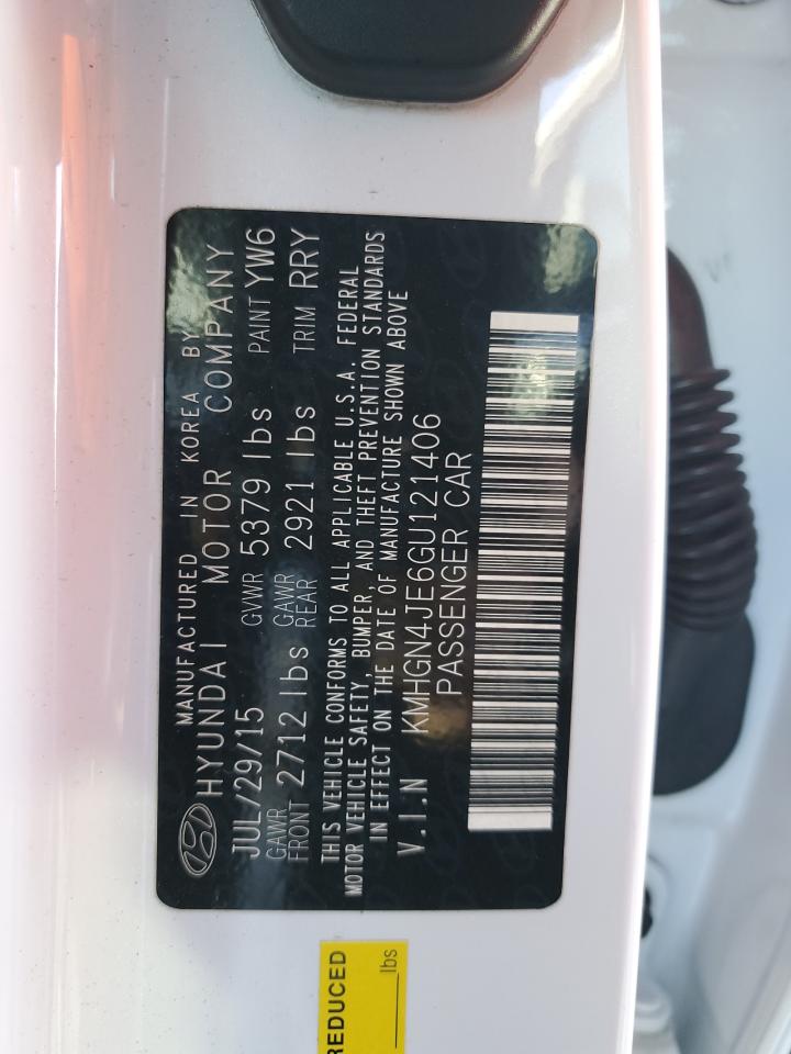 2016 Hyundai Genesis 3.8L VIN: KMHGN4JE6GU121406 Lot: 92221265