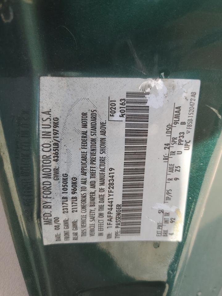 2000 Ford Mustang VIN: 1FAFP4441YF283419 Lot: 91577835