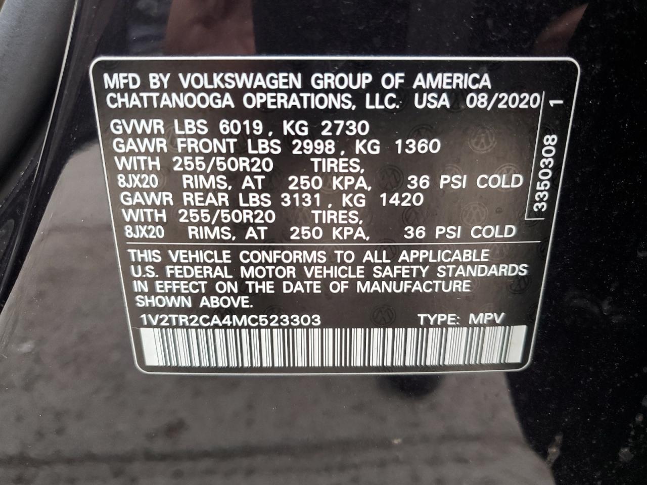 2021 Volkswagen Atlas Sel Premium VIN: 1V2TR2CA4MC523303 Lot: 92413045