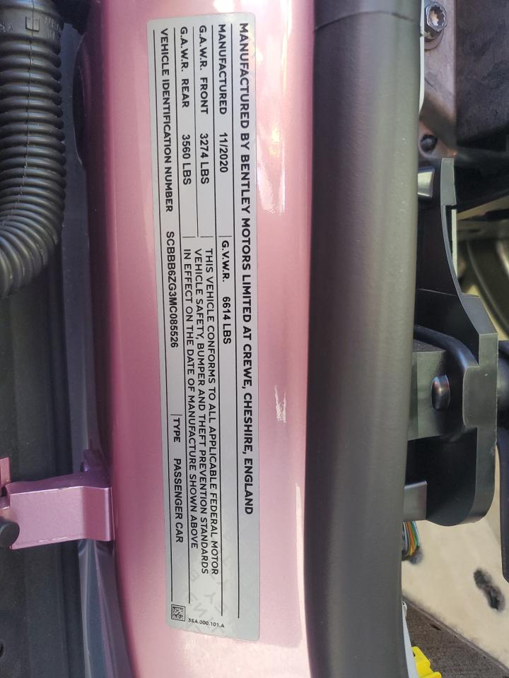 2021 Bentley Flying Spur VIN: SCBBB6ZG3MC085526 Lot: 91485785