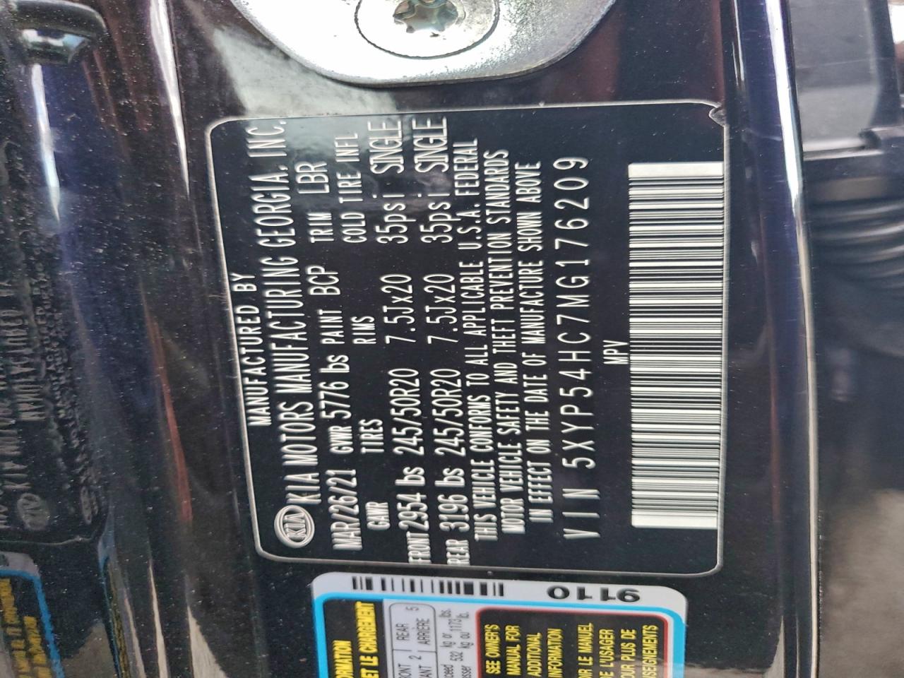 2021 Kia Telluride Sx VIN: 5XYP54HC7MG176209 Lot: 94154895