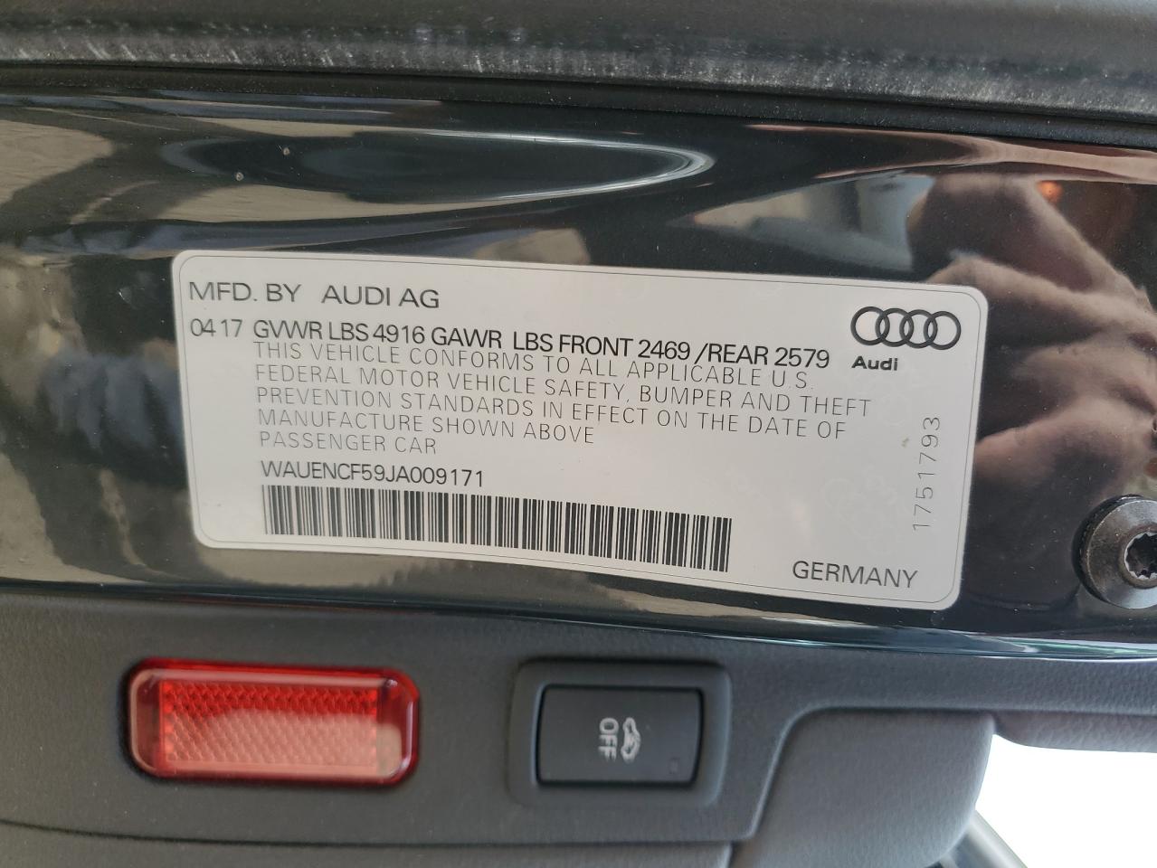 2018 Audi A5 Premium Plus S-Line VIN: WAUENCF59JA009171 Lot: 91082775