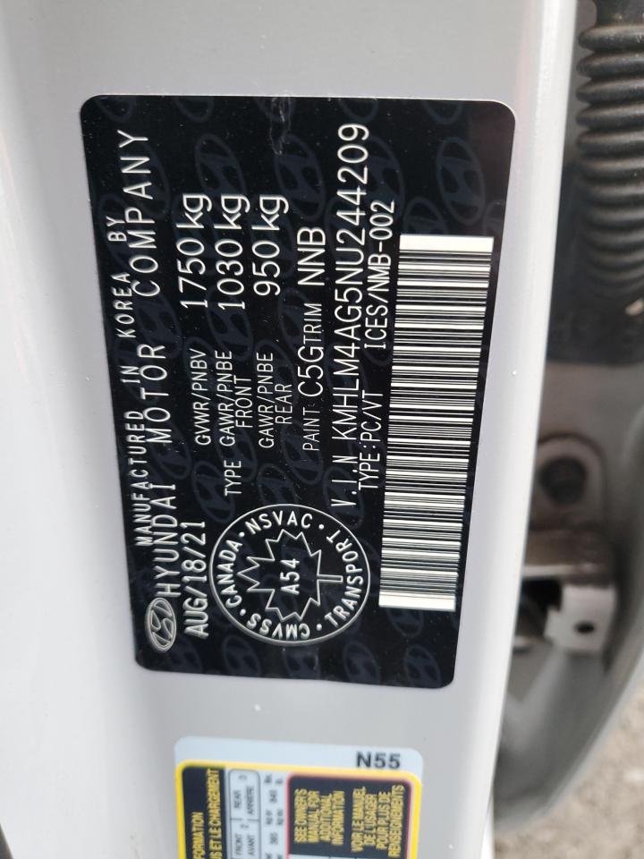 2022 Hyundai Elantra Sel VIN: KMHLM4AG5NU244209 Lot: 90526075