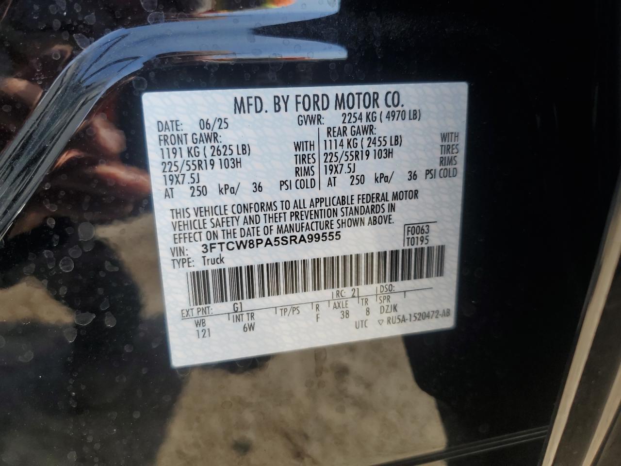 2025 Ford Maverick Lobo-Premium VIN: 3FTCW8PA5SRA99555 Lot: 93463915