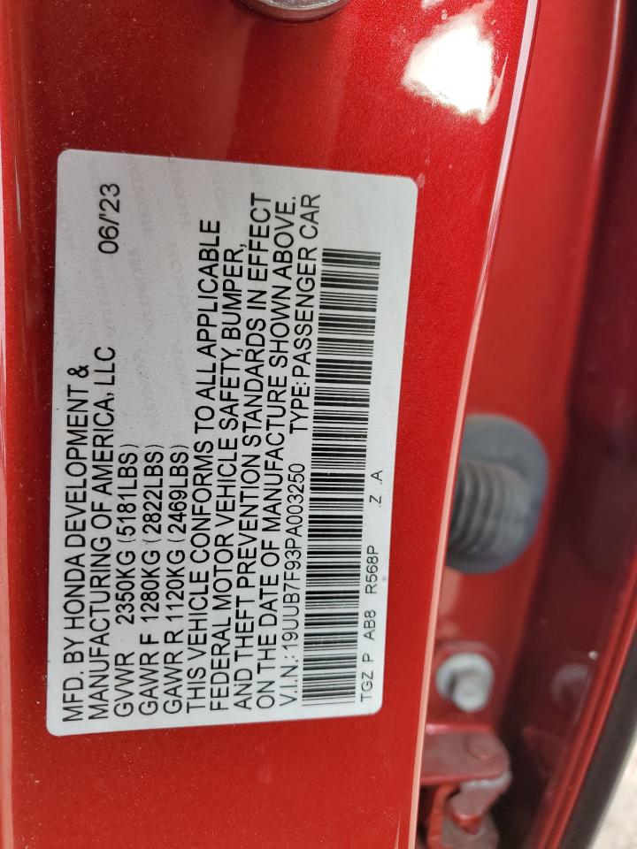 2023 Acura Tlx Type S VIN: 19UUB7F93PA003250 Lot: 93046775