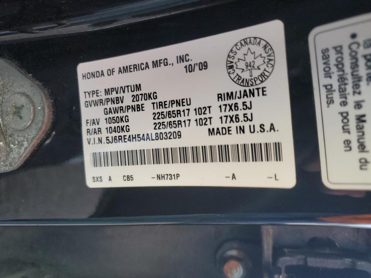 2010 Honda Cr-V Ex VIN: 5J6RE4H54AL803209 Lot: 89686935