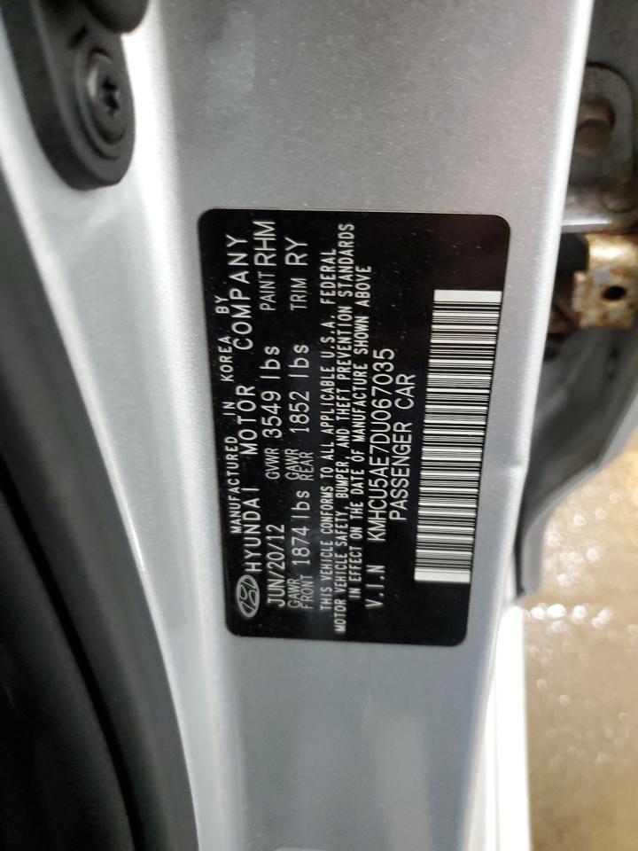 2013 Hyundai Accent Gls VIN: KMHCU5AE7DU067035 Lot: 92614935