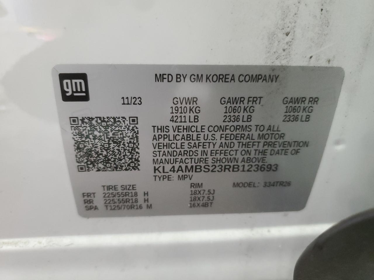 2024 Buick Encore Gx Preferred VIN: KL4AMBS23RB123693 Lot: 91229005