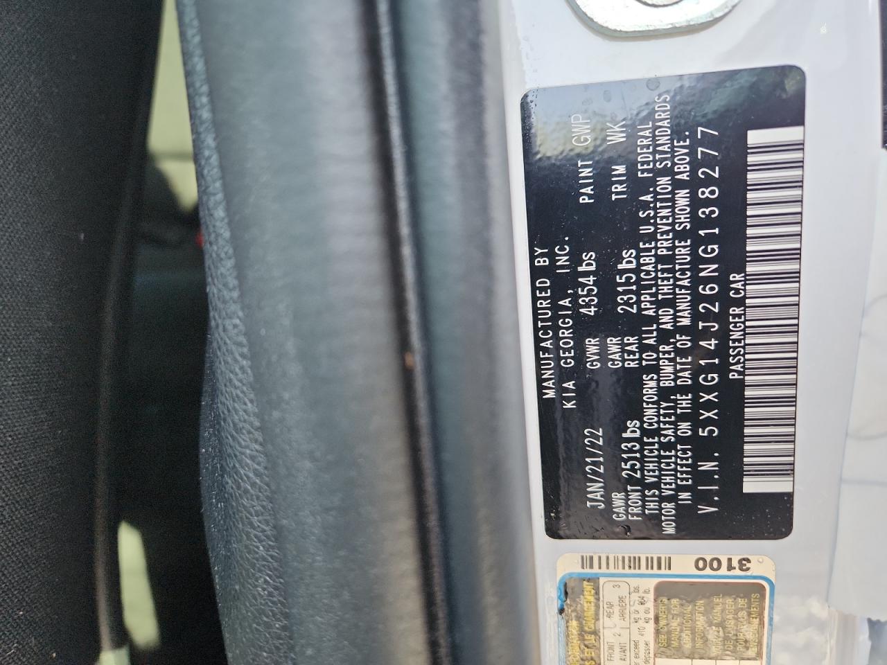 2022 Kia K5 Lxs VIN: 5XXG14J26NG138277 Lot: 90966155