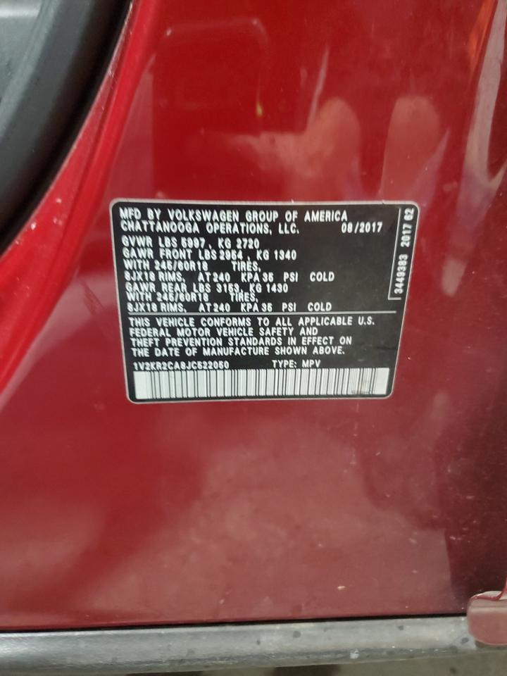 2018 Volkswagen Atlas Se VIN: 1V2KR2CA8JC522050 Lot: 93464195