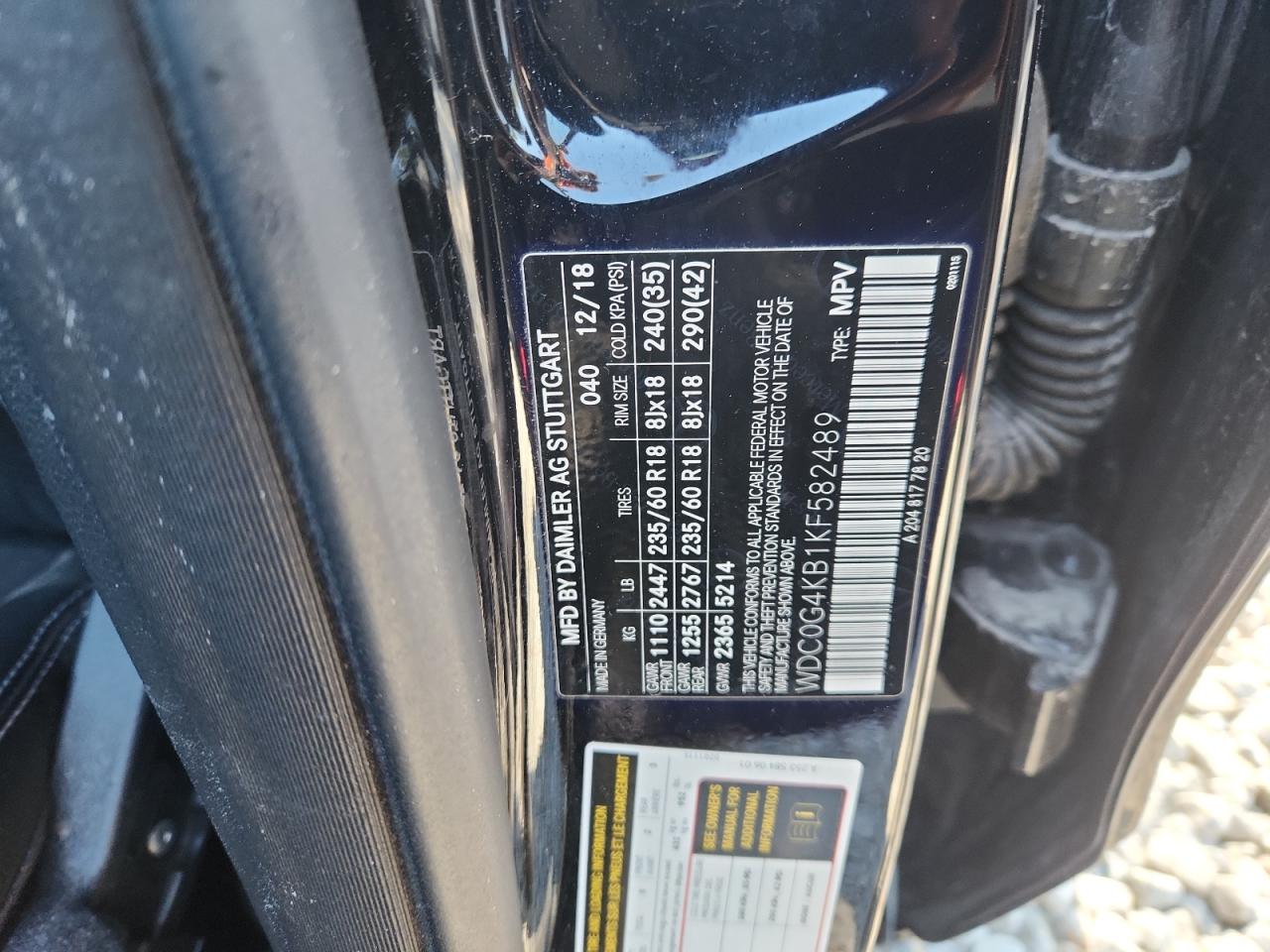 2019 Mercedes-Benz Glc 300 4Matic VIN: WDC0G4KB1KF582489 Lot: 96523525