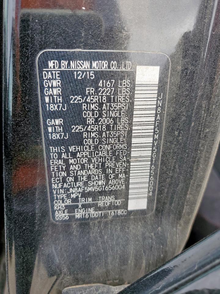 2016 Nissan Juke S VIN: JN8AF5MV5GT656004 Lot: 92423365