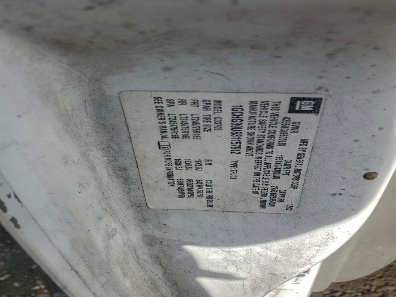 2003 Chevrolet Express G3500 VIN: 1GCHG39U831157912 Lot: 94745095