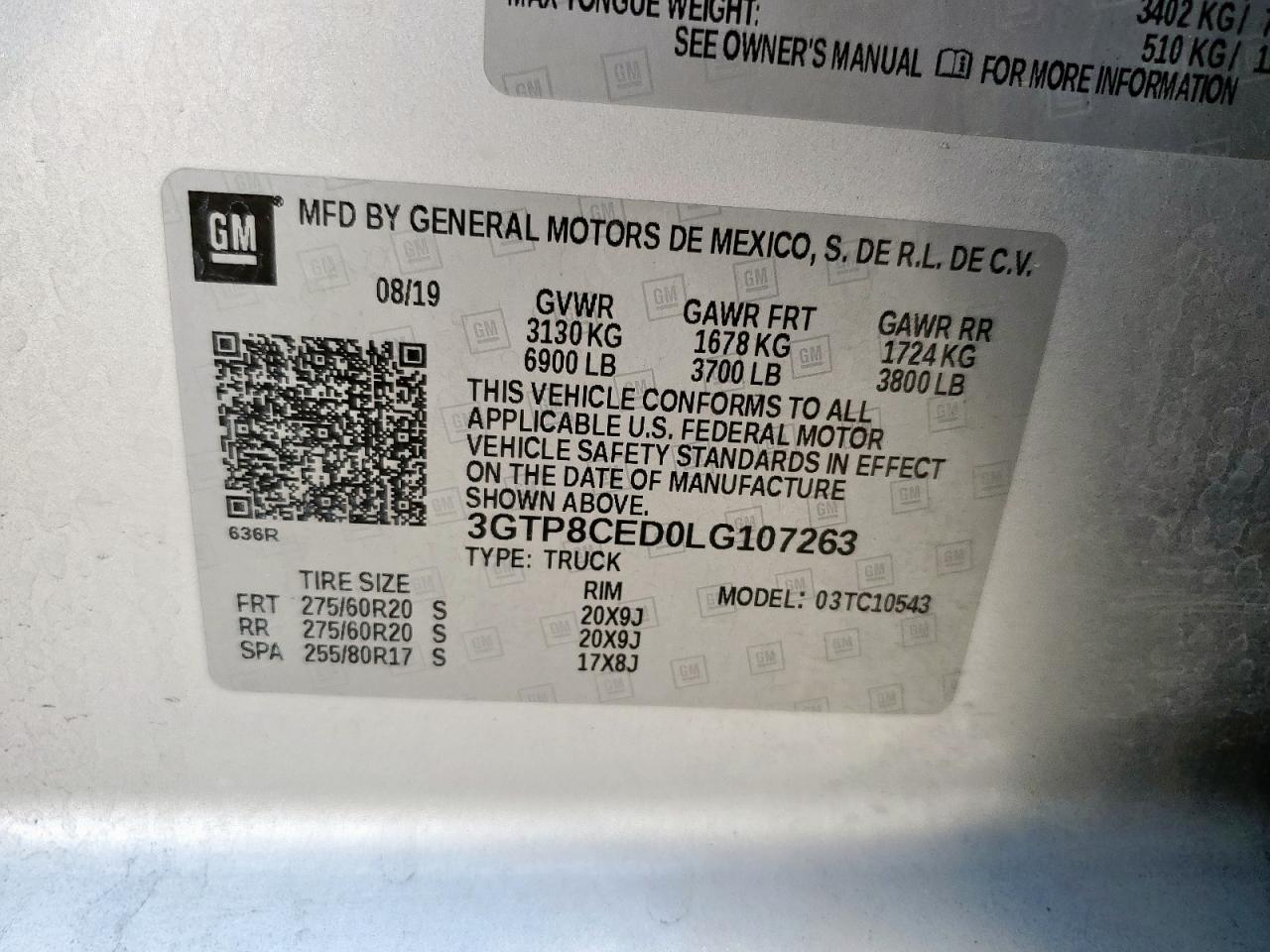 2020 GMC Sierra C1500 Elevation VIN: 3GTP8CED0LG107263 Lot: 92990845