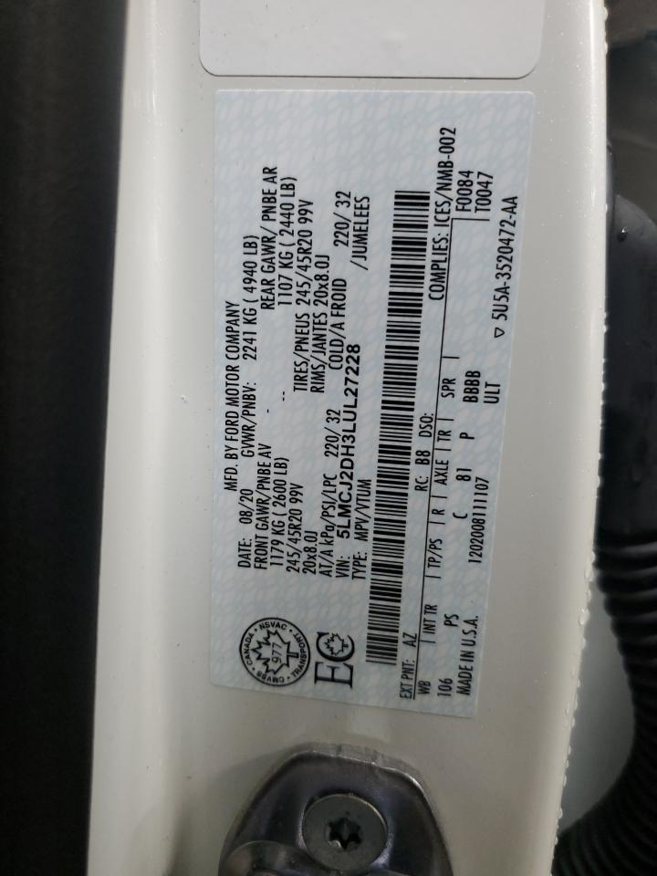 2020 Lincoln Corsair Reserve VIN: 5LMCJ2DH3LUL27228 Lot: 93317715