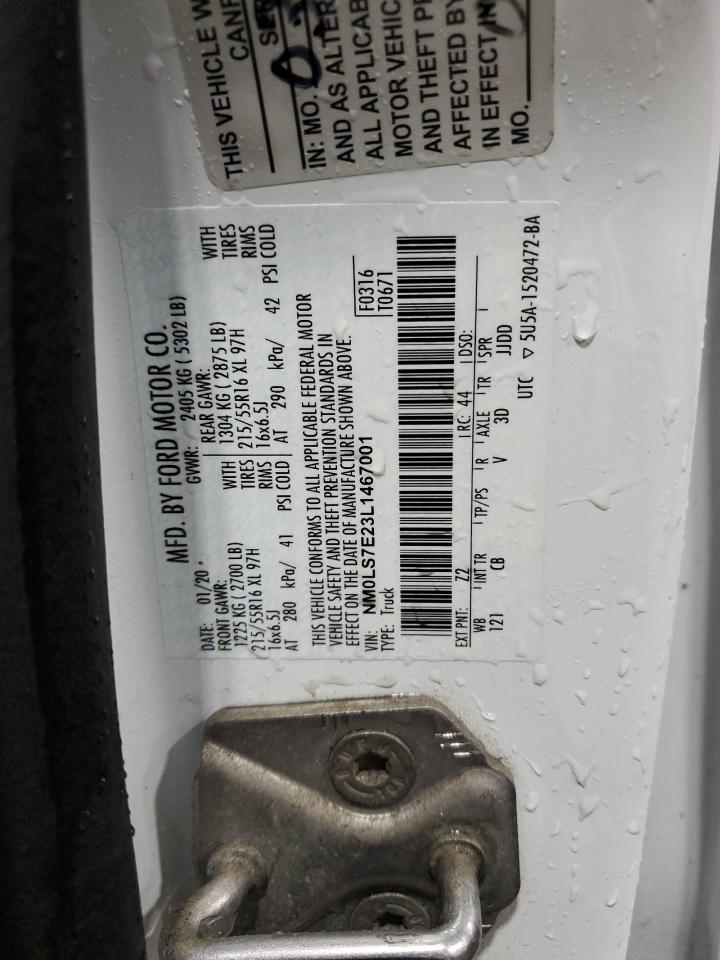 2020 Ford Transit Connect Xl VIN: NM0LS7E23L1467001 Lot: 93741315