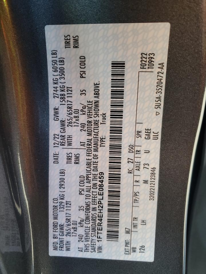 2023 Ford Ranger Xl VIN: 1FTER4EH2PLE08459 Lot: 92120505