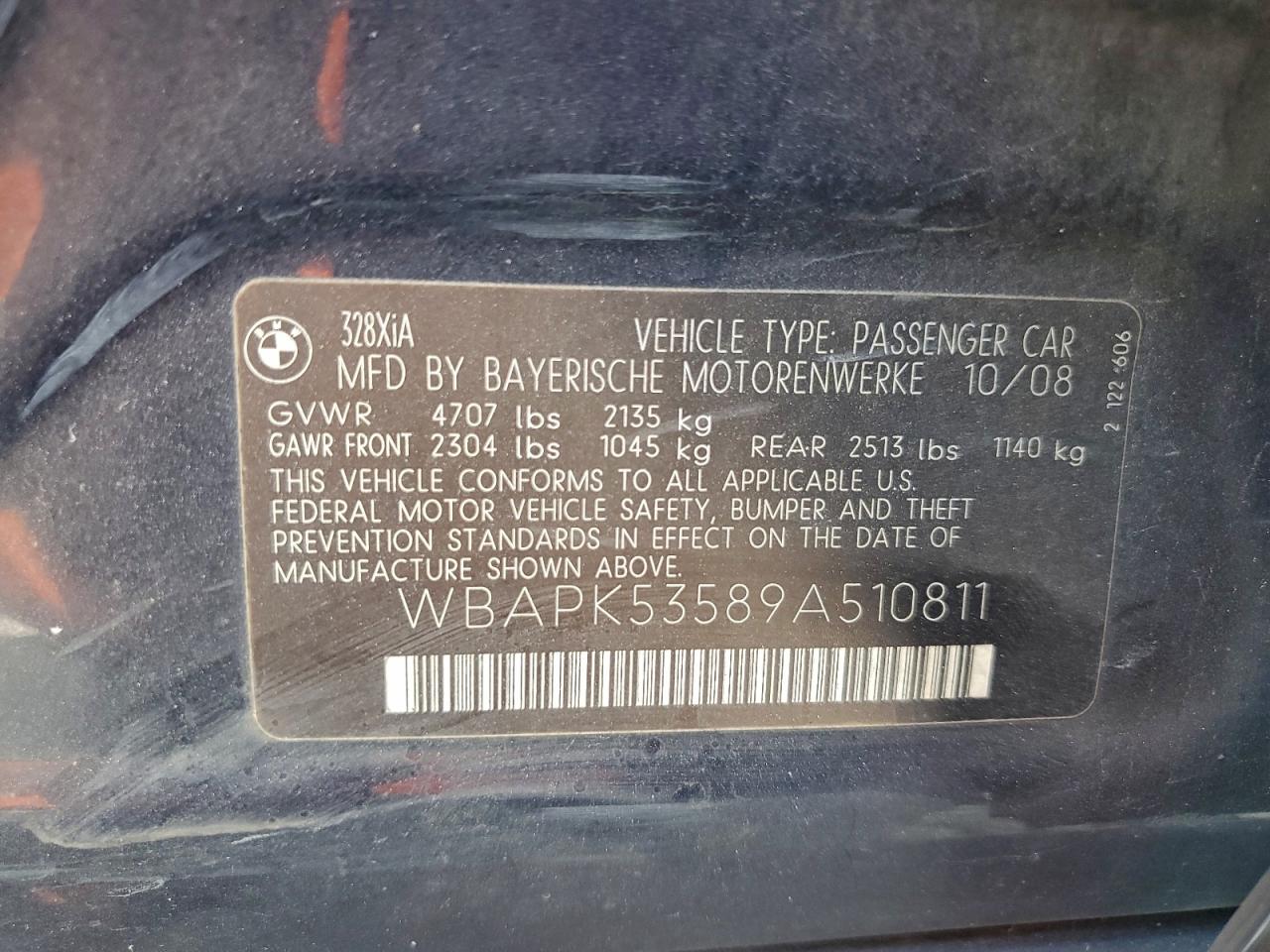 2009 BMW 328 Xi Sulev VIN: WBAPK53589A510811 Lot: 94320645