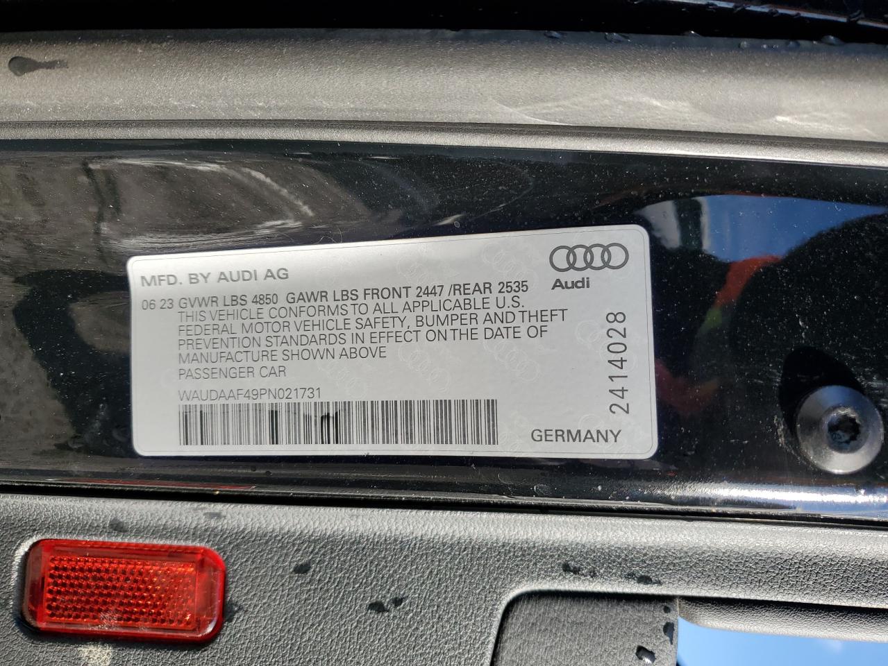 2023 Audi A4 Premium 45 VIN: WAUDAAF49PN021731 Lot: 93379025