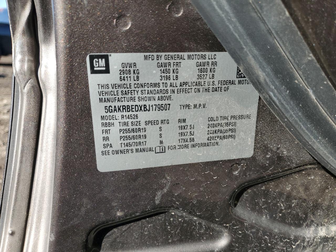 2011 Buick Enclave Cxl VIN: 5GAKRBEDXBJ179507 Lot: 92823095