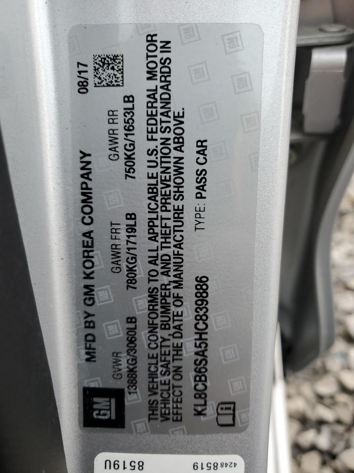 2017 Chevrolet Spark Ls VIN: KL8CB6SA5HC839886 Lot: 91062885