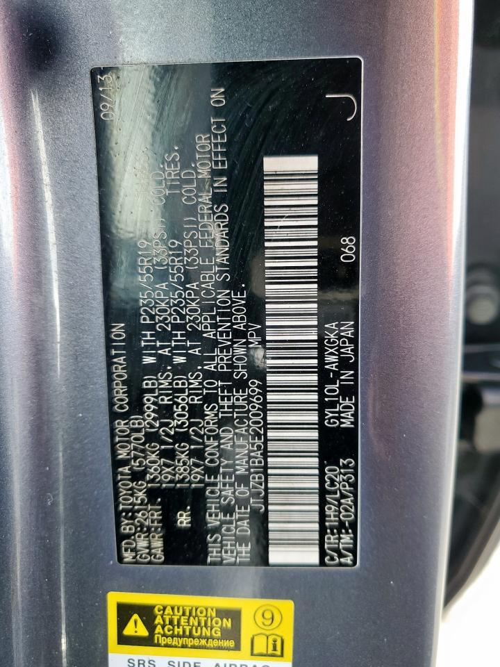 2014 Lexus Rx 450H VIN: JTJZB1BA5E2009699 Lot: 93187885