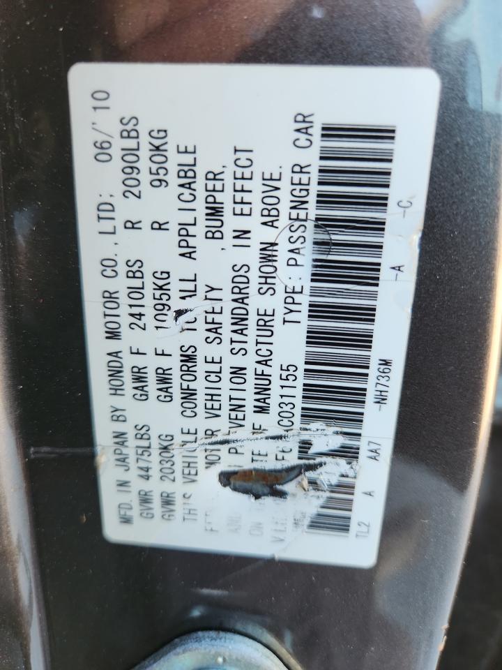 2010 Acura Tsx VIN: JH4CU2F67AC031155 Lot: 92795965