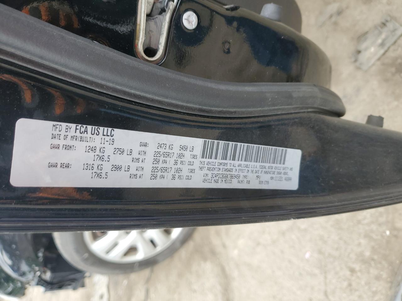 2019 Dodge Journey Se VIN: 3C4PDCBG6KT869450 Lot: 91083195