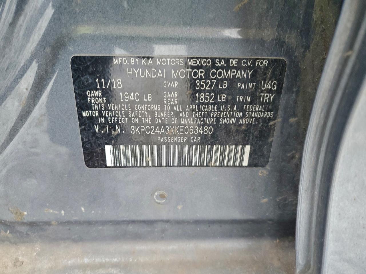 2019 Hyundai Accent Se VIN: 3KPC24A3XKE063480 Lot: 94163835