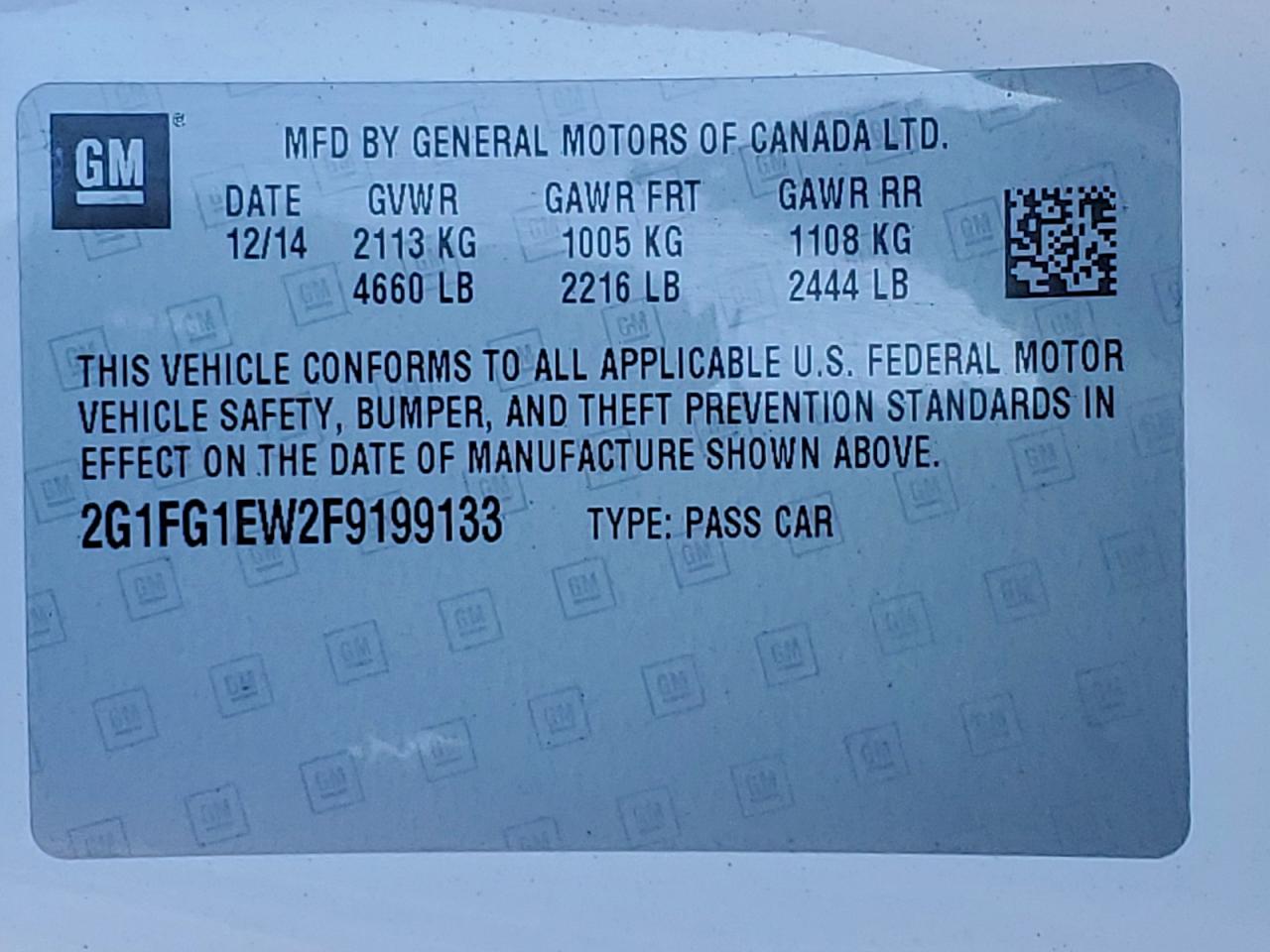 2015 Chevrolet Camaro Ss VIN: 2G1FG1EW2F9199133 Lot: 94380045