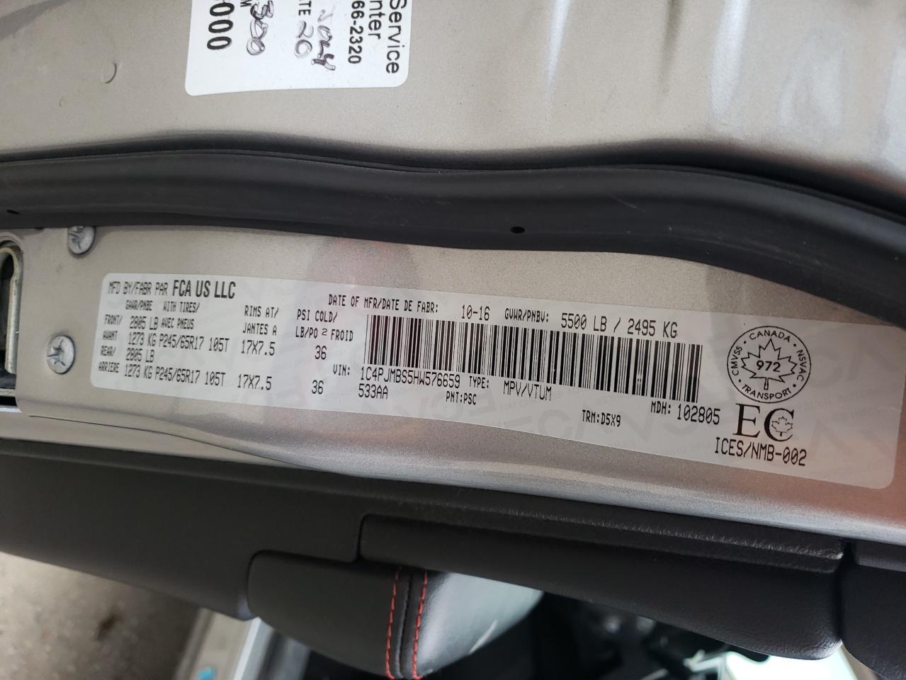 2017 Jeep Cherokee Trailhawk VIN: 1C4PJMBS5HW576659 Lot: 90829165