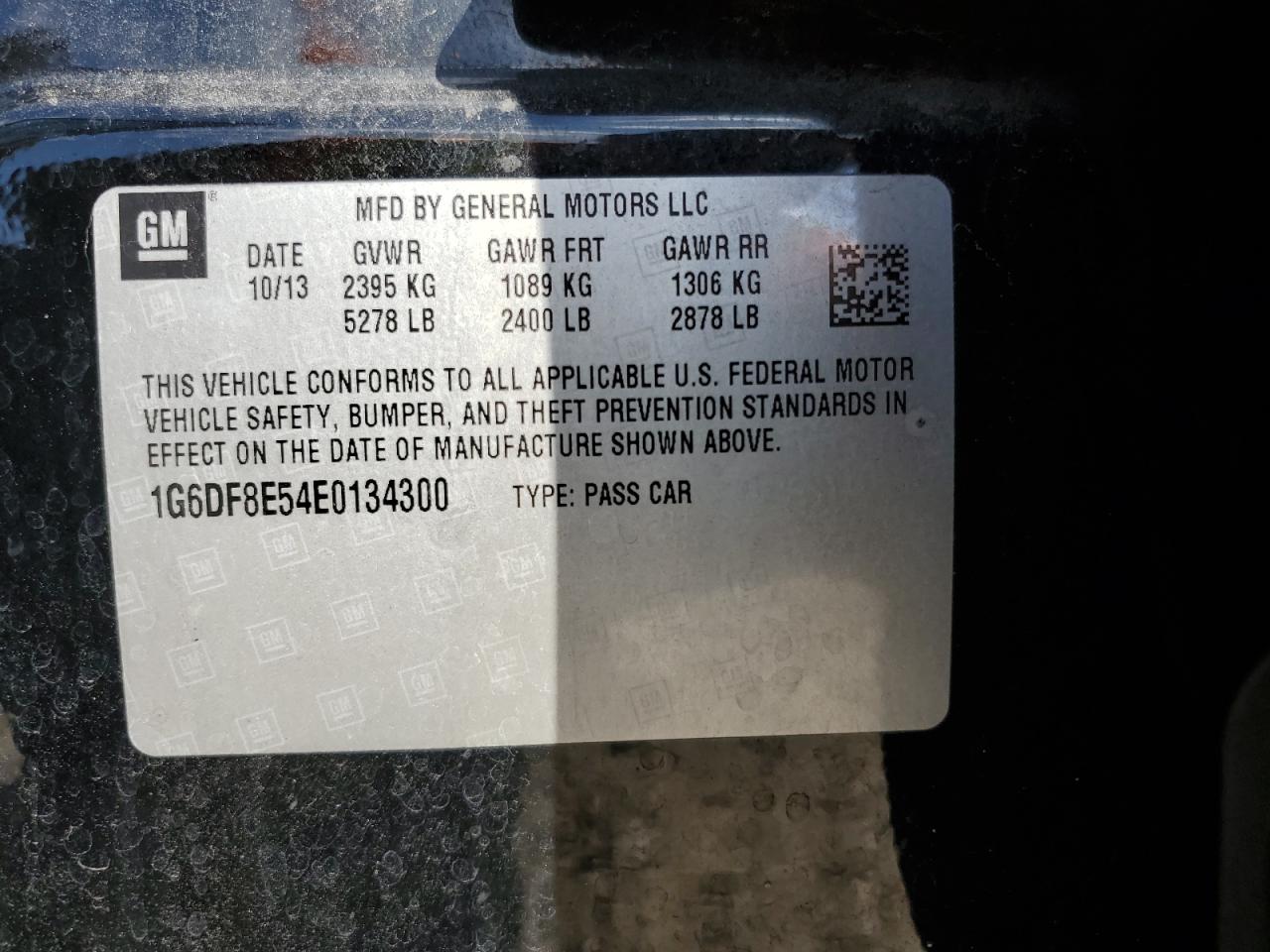 2014 Cadillac Cts Luxury Collection VIN: 1G6DF8E54E0134300 Lot: 91889965