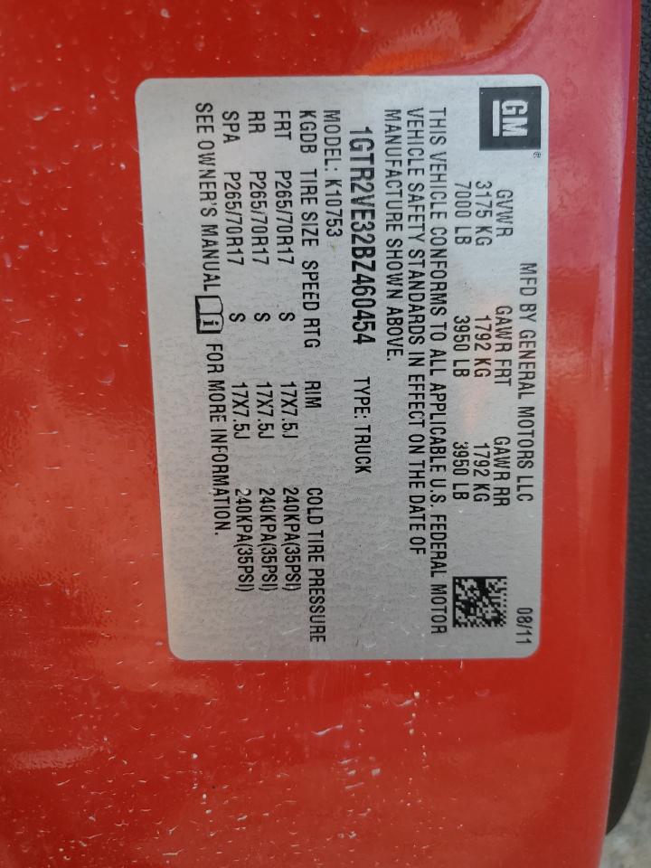 2011 GMC Sierra K1500 Sle VIN: 1GTR2VE32BZ460454 Lot: 91675905