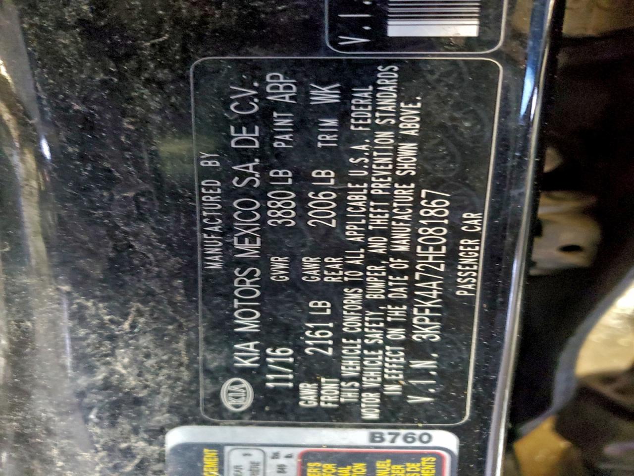 2017 Kia Forte Lx VIN: 3KPFK4A72HE081867 Lot: 94657255