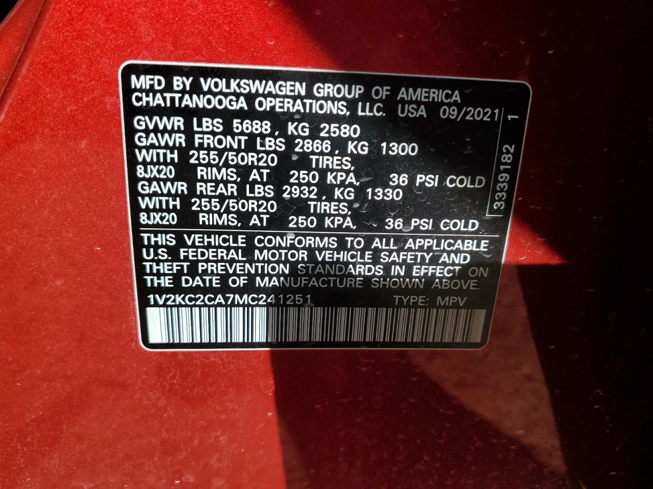 2021 Volkswagen Atlas Cross Sport Se VIN: 1V2KC2CA7MC241251 Lot: 91661745