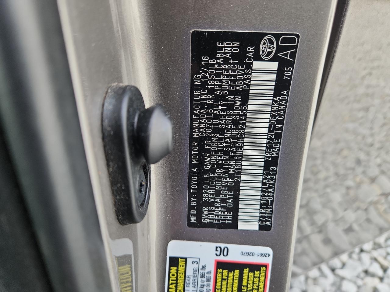 2017 Toyota Corolla L VIN: 2T1BURHE9HC821455 Lot: 91683195