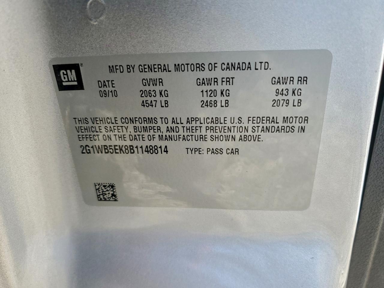 2011 Chevrolet Impala Lt VIN: 2G1WB5EK8B1148814 Lot: 94239195