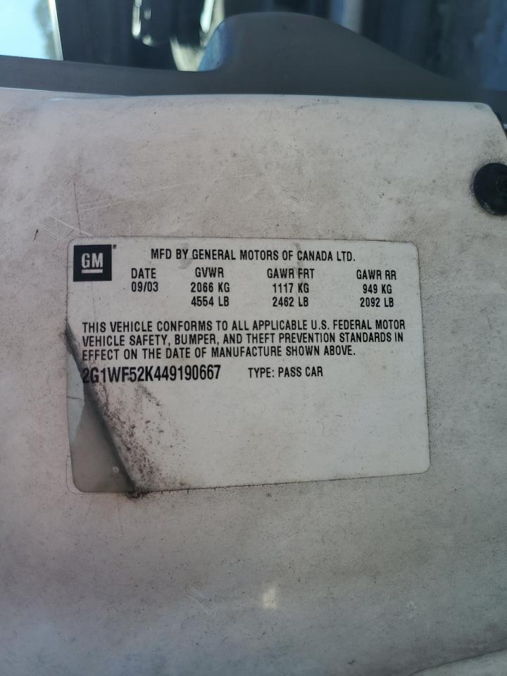 2004 Chevrolet Impala VIN: 2G1WF52K449190667 Lot: 93570275